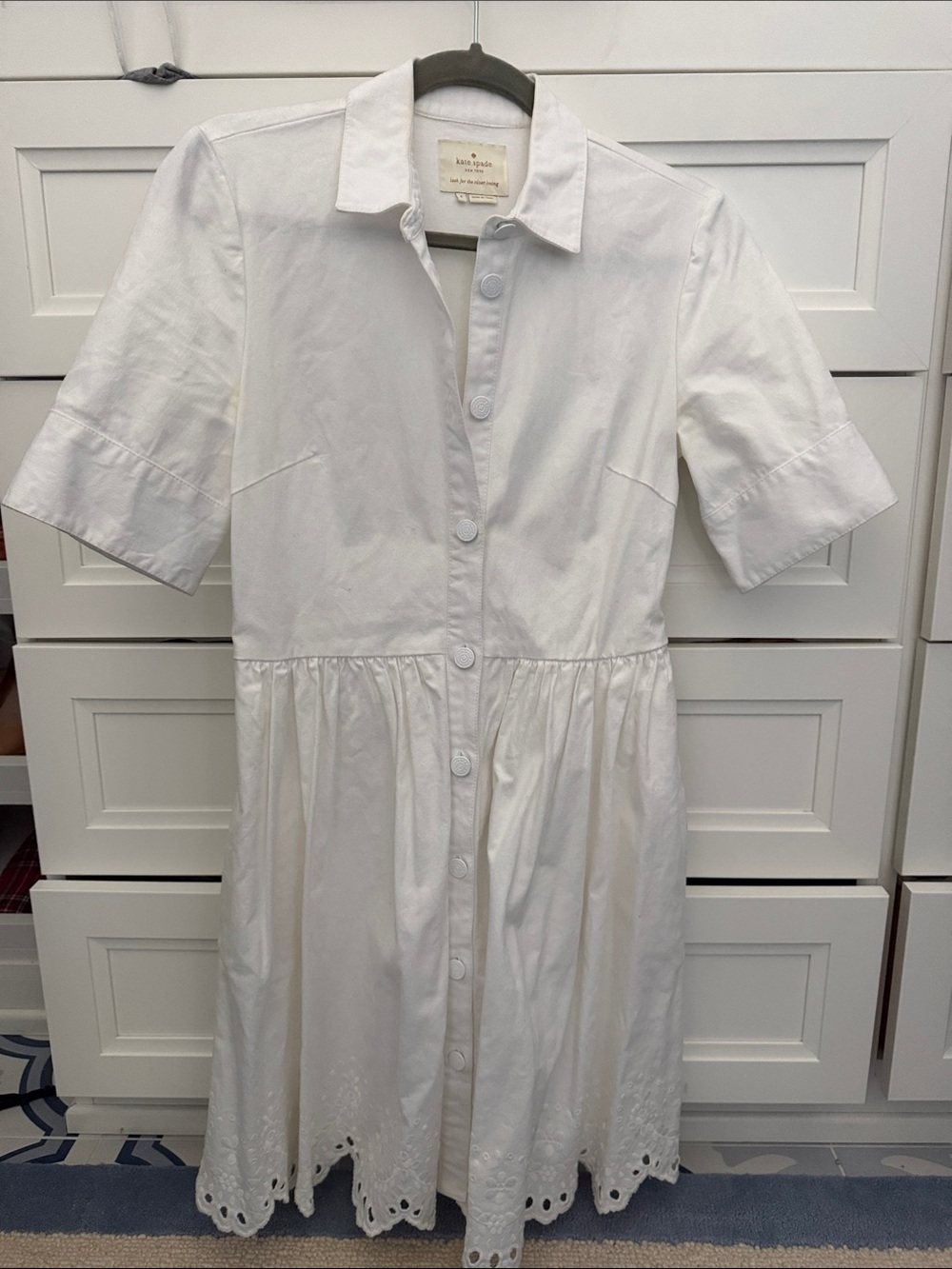 Kate Spade Denim Button-Down Eyelet Hem Dress